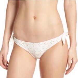 J. Crew Side Tie Laser Cut Eyelet Bikini Bottoms Creme Size M